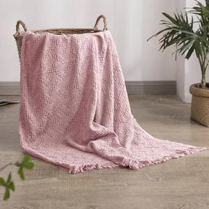 SIMPLEOPULENCE Cotton Throw Blanket (Dusty Rose)