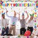 3 Pcs Happy Workiversary Party Banner We Appreciate Thank You for All You Do Backdrop Iridescent Work Anniversary Party Decor for Outdoor Men Women Office Employee Worker Appreciation
