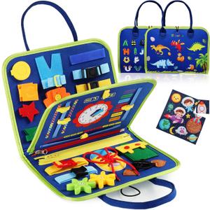 Guolely Busy Board Montessori Toy for 3-6 Year Old Toddlers - Educational Activity Developing Sensory Board for Fine Basic Dress Motor Skills - Travel Toys for Plane Car, Gift for Boys Girls