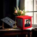 Menkxi 2026 Wooden Graduation Card Box Holder for Party with Picture Frame Graduation Cap Shaped Gift Card Box Decorations with Tassel for Grad College Party Favors(Red)