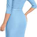 MUXXN Women's 1950s Vintage 3/4 Sleeve Elegant Collar Cocktail Evening Dress (Blue, M)