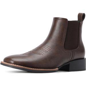 Western Cowboy Boots for Men - Mens Square Toe Chelsea Boots Ankle Cowboy Boots for Men Casual Retro Stylish Boots, 9 Mens