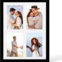 YESKAY 12x16 Picture Frame - 12 x 16 Photo Frame Made of Solid Oak Wood and Real Glass,Display Picture 4 Opening 5x7 with Mat or 12x16 Without Mat for Wall Mounting(Color Black)