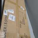 5 Step Ladder, Lightweight Folding Step Stool with Anti-Slip Aluminum Wide Pedal& Convenient Handgrip, 330lbs Capacity Steel Ladder for Household and Office (Black&Woodgrain)