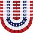 6 Pack 3x6 FT American Bunting Flag, USA Pleated Fan Flag Patriotic Half Fan Banner 4th of July Decorations Outdoor Memorial Day Decor Fourth July Independence Day Outside Red White and Blue Decor