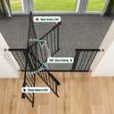 keny 29.7"-46" Baby Gate for Stairs, Auto Close Dog Gates for Doorways, Pressured Mounted No Drilling Pet Gate Extra Wide, One-Hand Opening Dual Lock Stair Gate, Indoor Kids Necessities, Black