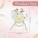 6 Pcs Wrist Corsage for Wedding, Rose Champagne Artificial Flower Wristlet for Bride Exquisite Ceremony Accessories for Party, Wedding, Anniversary