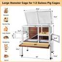 2-Story Guinea Pig Cage with Stand, Indoor Wooden Hamster Cage with Ramp, Pull-Out Tray, Hideout & Platform, Acrylic Transparent Small Animal Habitat for Chinchillas, Ferrets, Hedgehogs, Walnut