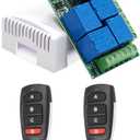 QIACHIP DC 12V Relay Remote Switch Wireless RF Remote Control Switch 4 Channel Module 433Mhz Transmitter Receiver Kit Universal Remote Controller for Lights Fan Garage Door Opener Gate Car