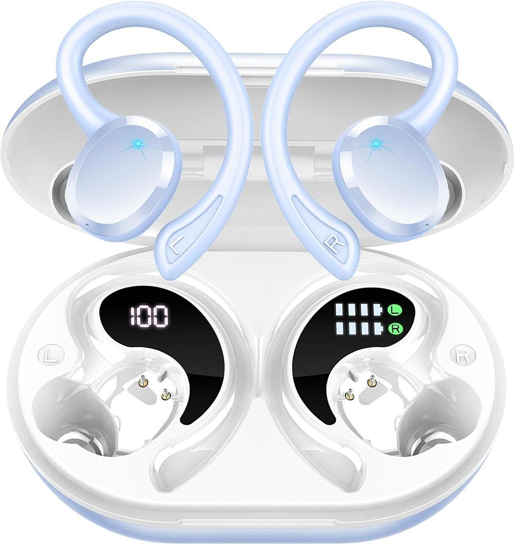 Wireless Earbud, Bluetooth 5.4 Headphones IP7 Waterproof for Sport, 48H Running Wireless Earphones with ENC Noise Cancelling Mic, Deep Bass Over Ear bud with Earhooks for Android, iOS, Workout, Gym