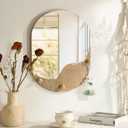 Boho Mirror Wall Decor for Home Office Apartment, 17.6" Countryside Wall-Mounted Decorative Mirror for Entryway Porch Garden, Farmhouse Hanging Panel Artwork Gift for Housewarming Birthday