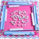 Mahjong Racks with Pushers, Blue Wooden American Mahjong Tile Pushers and Racks Set of 4, with White Printed Mahjong Racks Drawstring Bag, Mahjong Accessories (19.68 Inches)