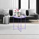 Garden 4 you End Table Metal Side Table Purple Round Folding Tray Cyan Sofa Small Accent Fold-able Table, Round End Table Tray, Next to Sofa Table, Snack Table for Living Room and Bed Room, Purple