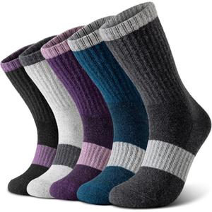 Nimalpal Wool Socks for Women - Hiking Womens Socks 5 Pairs, Thermal Sock for Men & Women Winter Warm Moisture Wicking