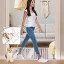 10" Height Short Dog Gate Adjustable18-48" Extra Wide Dog Gate with Small Cat Door,Pet Gate with 4 Extension Kits Pressure Mounted for Doorways & Stairs (White, 10" Height)