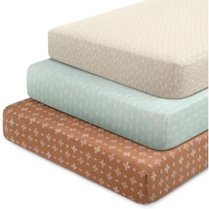 Delta Children Fitted Crib Sheets for Girls and Boys - 100% Organic Cotton Crib Sheet for Standard Crib and Toddler Mattresses - 28x52 Inch - GOTS Certified (Pack of 3), Neutral Boho