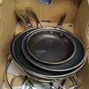 Non Stick Frying Pans Set with 2 Lid, Hybrid Pans Set Nonstick (8+10+12inch),Skillets for cooking, PFOA Free Stainless Steel Kitchen set, Dishwasher and Oven-Safe Cookware Sets