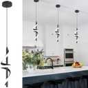 CANEOE Black Pendant Light Fixtures, Adjustable Modern Pendant Lights for Kitchen Island Small Pendant Lighting for Kitchen Island Dining Room Living Room Bedroom Hanging Light Fixtures, 1 Pack, Black,6000K