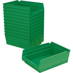 Akro-Mils 30150 Plastic Shelf Bins, Heavy Duty Storage Bins for Garage, Closet, and Drawer Organization, 12-Inch x 8-Inch x 4-Inch, Green, 12-Pack
