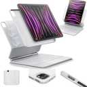 ESR iPad Pro 12.9 Case with Keyboard, Easy-Set Magnetic Stand, Portrait/Raised Modes for iPad iPad Pro 12.9(6th/5th/5th/3rd), Removable Protective Case, Rebound 360 Series, White