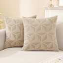 SYSLOON Decorative Throw Pillow Covers 18x18 Inch Set of 2,Pillow Covers for Couch Square Pillow Covers Home Decor Living Room Bed,Khaki
