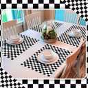 Lincia 100 Pcs Checkered Paper Placemats Birthday Party Supplies Disposable Placemats for Kids Baby Shower Men Party Decorations Favors 11 x 17 Inch(Black, White)