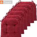 GYALAPERI Chair Cushions for Dining Chairs Set of 6, Tufted Textured and Non-Slip Kitchen Chair Cushions Pads with Ties, Seat Cushions for Kitchen Patio Office Chairs, Wine Red
