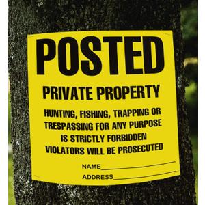 Posted Sign No Hunting No Trespassing 11 x 11 Inch, Yellow Private Property Warning Signs, Outdoor Signs for Fence, Yard, Woods and Property Boundary, 100 Pack