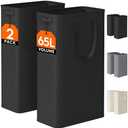 Lifewit 2 Pack Slim Laundry Hamper, Collapsible Narrow Laundry Basket, Small Tall Dirty Clothes Hampers with Handles for Bathroom Bedroom College Dorm, Black, 65L