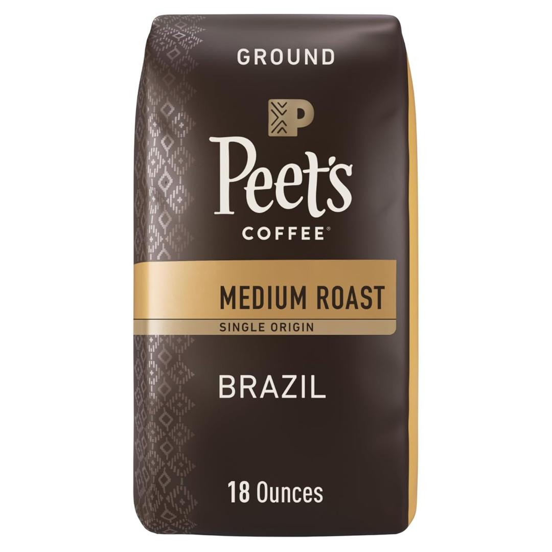 Peet's Coffee, Medium Roast Ground Coffee - Single Origin Brazil 18 Ounce Bag (EXP 12/28/25)