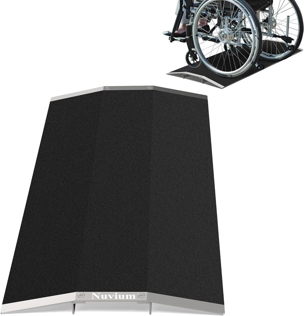 27.6" L x 1.6" H Wheelchair Ramp,Threshold Bridge Ramp Aluminum,with Supporting Frame and Non-Slip Surface,Transition Threshold Ramps for Patio Door, Shed Door & Sliding Door (27.6")