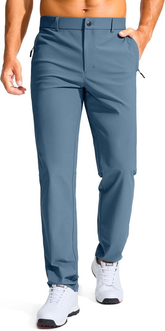 Men's Golf Pants - 30"/32"/34" Slim Fit Stretch Lightweight Dress Pants for Men with Zipper Pockets Casual Work (Blue), L32,W40