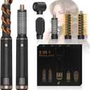 Blow Dryer Brush 5 in 1, Multi Ionic Hair Dryer Brush Set, Air Auto Wrap Hair Styler with 3 Temperature, Powerful Hair Styling Tools Set for Fast Drying, Curling, Straightening & Smoothing (Black)