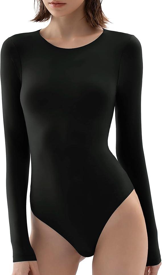 PUMIEY Women's Seamless Long-sleeve Bodysuit Size S
