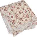 Creative Co-Op Woven Cotton and Sherpa Throw Blanket, Natural, Tan and Rose