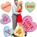Chunful 6 Pcs Valentine's Day Conversation Heart Decorations for Home Large Love Theme Photo Props Backdrop 32 Inch Heart Porch Standing Love Decor Romantic Sign for Home Garden Patio Decoration
