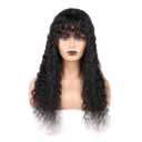 huarisi 24 Inch Water Wave Human Hair Wig with Bangs, 10A Virgin Brazilian Hair, 150% Density Long Curly Wig for Black Women (Machine Made Natural Color)