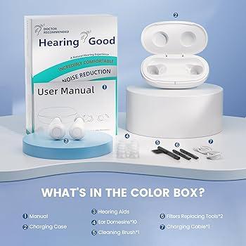 OTC Hearing Aids for Seniors Rechargeable Hearing Amplifier Ear Aids for Adults Light Hearing Loss with Noise Cancelling, In-Ear Small Hearing Device with Charging Case