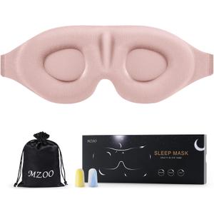 MZOO Sleep Eye Mask for Side Sleeper Men Women, Zero Eye Pressure 3D Sleeping Mask, Light Blocking Patented Design Night Blindfold, Soft Eye Shade Cover for Travel, Pink (E-pink)