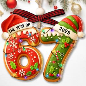 67 Ornament  The Year Of 67 Ornament  67 Meme Christmas Ornaments  67 Gifts for Teens, Kids, Girls, Boys - Trendy Stocking Stuffers For Teens  Funny 67 Acrylic Xmas Ornaments - Christmas Tree 2025 (67 Red Green)