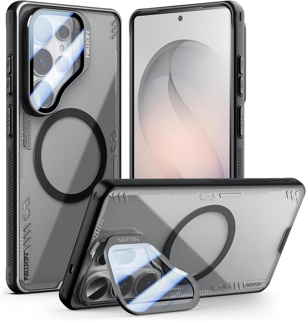 Nillkin for Samsung Galaxy S26 Ultra Case Clear, Compatible with MagSafe, Never Yellow & Biodegradable Material, Adjustable Kickstand, Full Camera Protection, S26 Ultra Case with Stand 6.9'', Black