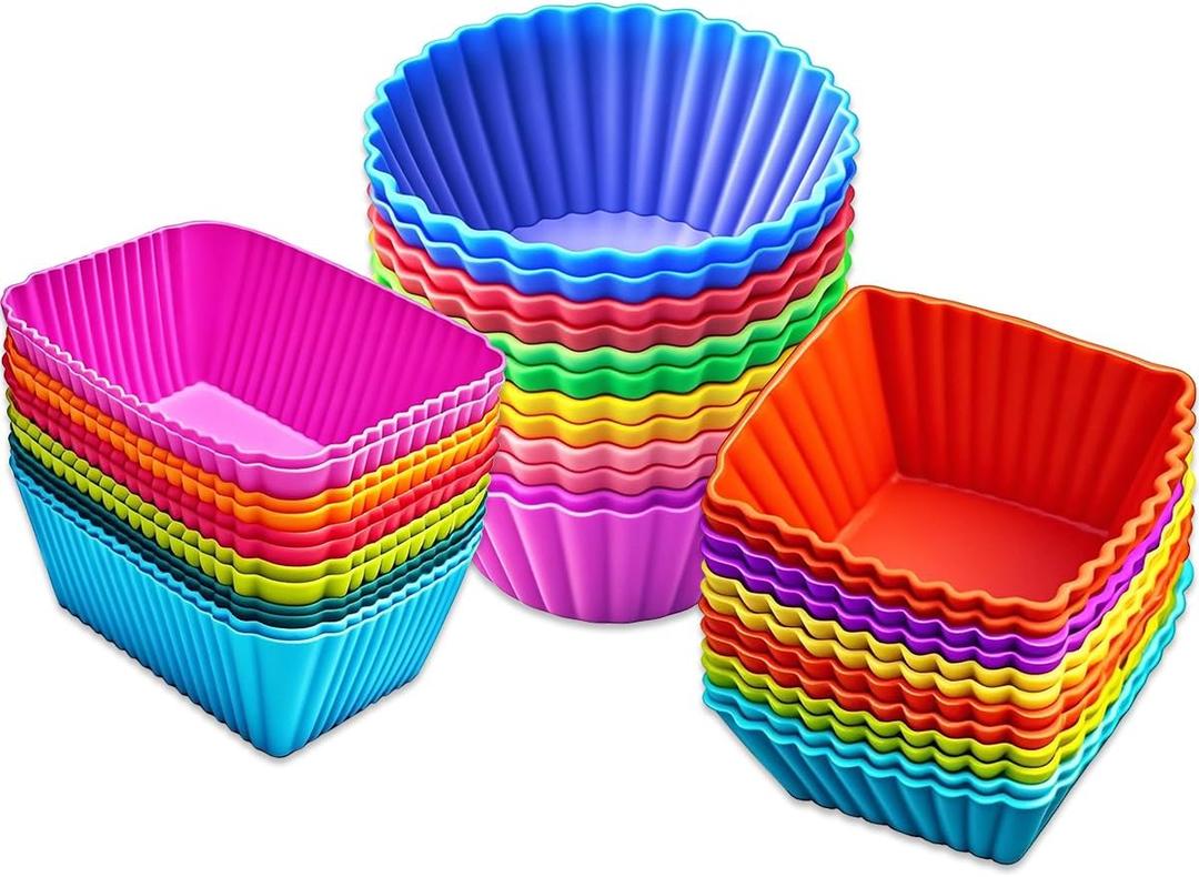36 Pack Silicone Cupcake Liners Muffin Baking Cups Liners Reusable Non-Stick Cake Molds Sets Lunch Bento Box Dividers Accessories