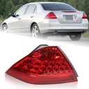 Left Driver Side Tail Light Fit for 2006 2007 Honda Accord LX EX EXL Sedan 4-Door Rear Lamp Assembly Red Lens and Housing W/Bulb W/O Unit Module LH 33551SDAA32 HO2818130