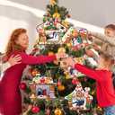 CIEOVO 24 Pack Christmas Picture Frame Ornaments, Xmas Craft Gingerbread Candy Photo Frame Hanging Ornaments and Christmas Stickers for Tree Craft Holiday Art Home Class Party Decorations