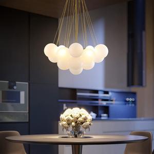Modern Glass Chandelier Bubbles Ball Shape Pendant Light, DIY Hanging Light Fixture, 3 Lights Decorative Ceiling Chandelier in Gold