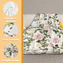 Pink Cream Roses Throw Blanket Spring Summer Lightweight Flannel Bedding Blanket,Washable Fleece Throw Botanical Floral Blanket Cozy Blankets for Bed, Couch, Sofa, Camping,80''x 60''