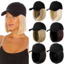 Qlenkay Baseball Cap with Hair Extensions Straight Short Bob Hairstyle Adjustable Removable Wig Hat 14inch for Woman Girl Ash Blonde Mix Bleach Blonde (14 Inch (Pack of 1))