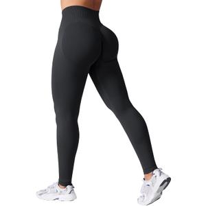 VOYJOY Women Seamless Impact Leggings Scrunch Workout Leggings Medium Waist Tummy Control Butt Lifting Gym Yoga Pants (Black, M)