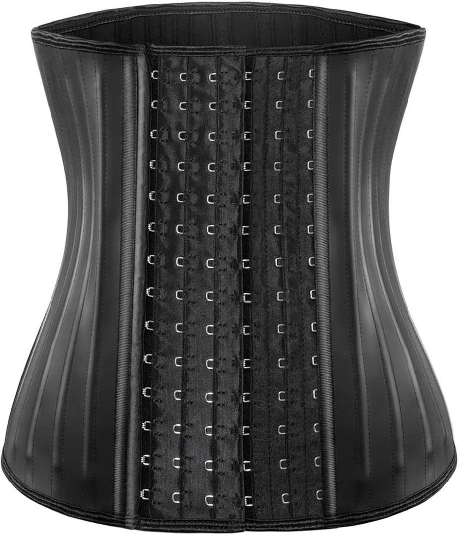 ECOWALSON Waist Trainer for Women - 9/25 Steel Bones & Additional Extender Cincher Corset for Hourglass body Shaper (Black, L)