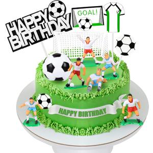 Soccer Ball Cake Topper Decorations For Theme Party, Football Player, Men, Boy, Birthday, Sport Supplies, 14 PCS